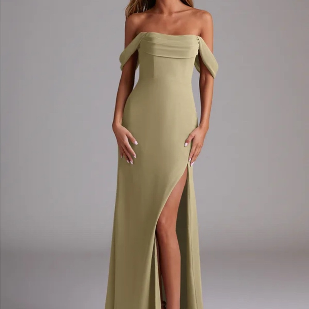 Azazie Strapless Olive Dress